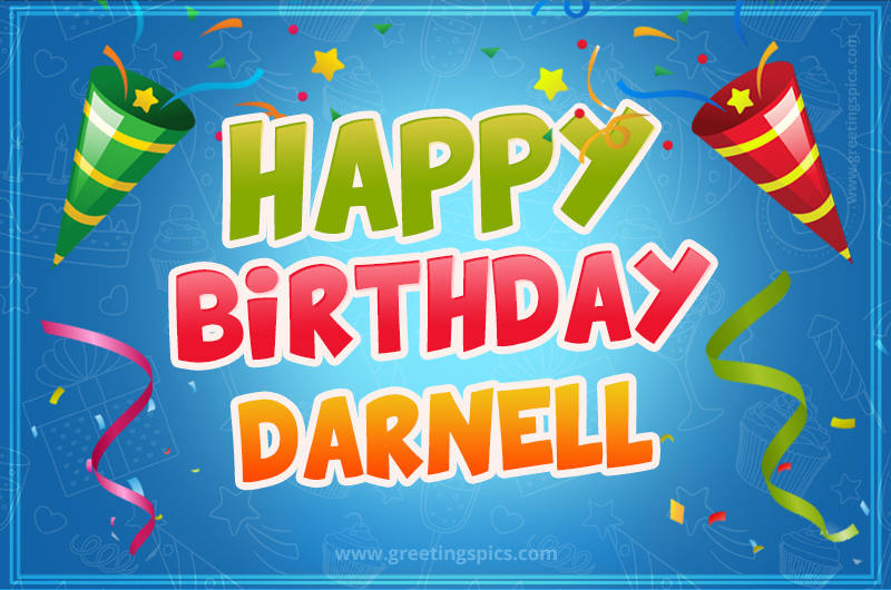 Happy Birthday Darnell picture with confetti and party poppers