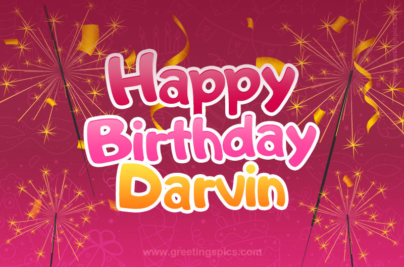 Happy Birthday Darvin Image with sparklers