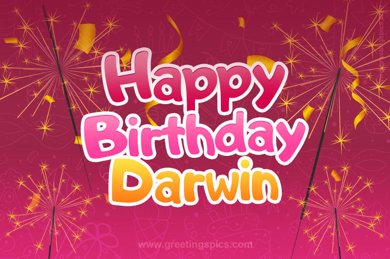 Happy Birthday Darwin Image with sparklers