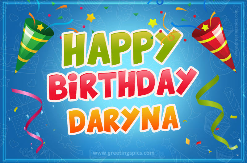 Happy Birthday Daryna picture with confetti and party poppers