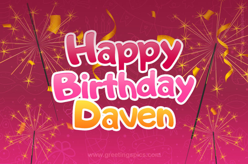 Happy Birthday Daven Image with sparklers