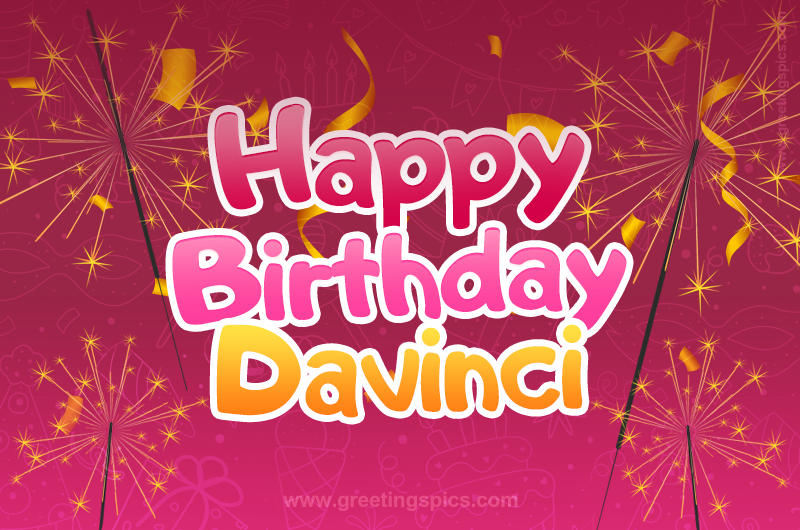 Happy Birthday Davinci Image with sparklers