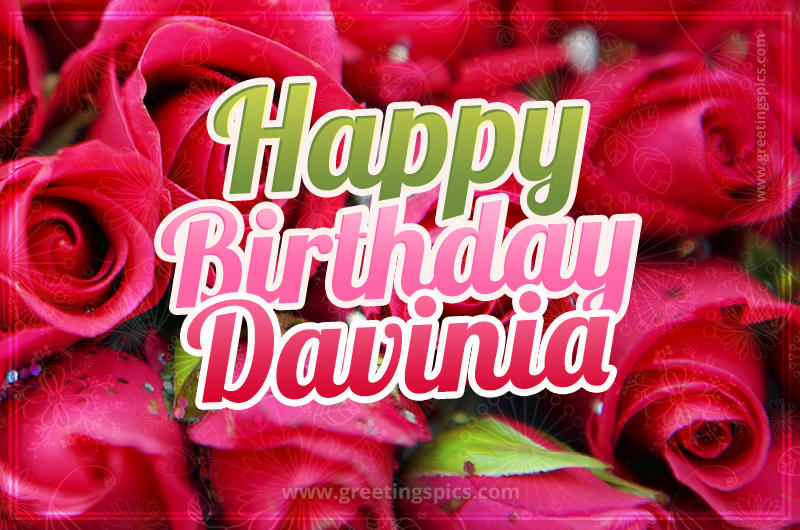 Happy Birthday Davinia beautiful Image with red roses