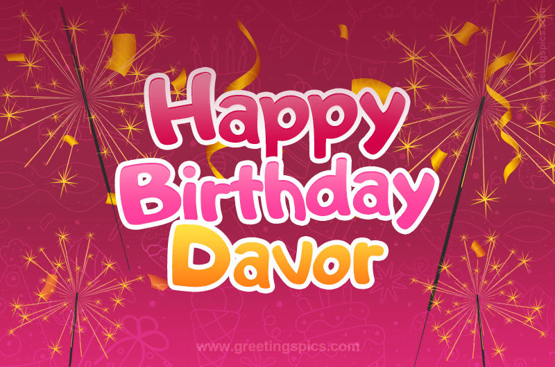 Happy Birthday Davor Image with sparklers