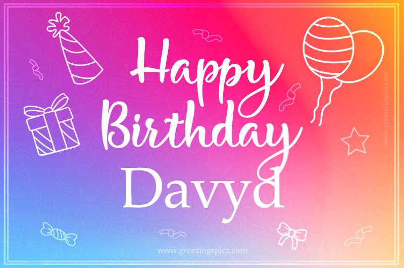 Colorful Happy Birthday Card For Davyd