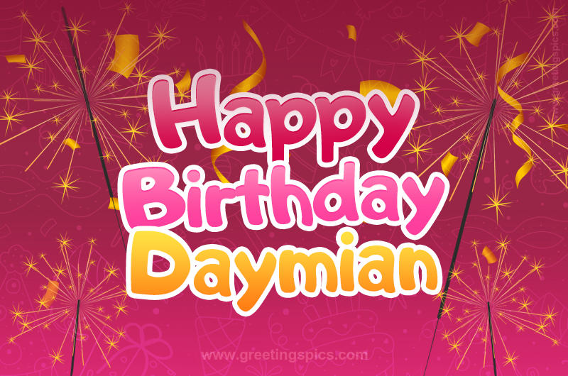 Happy Birthday Daymian Image with sparklers