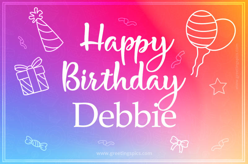 Colorful Happy Birthday Card For Debbie