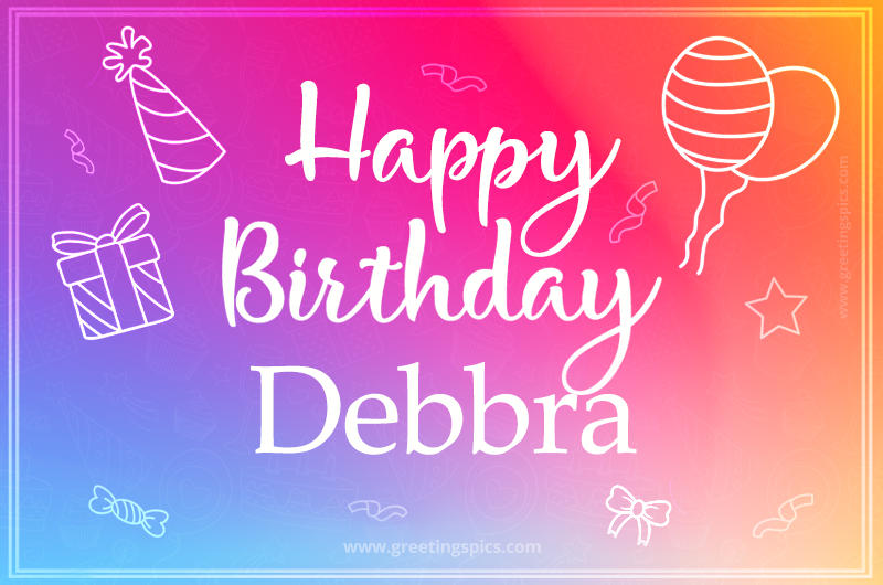 Colorful Happy Birthday Card For Debbra