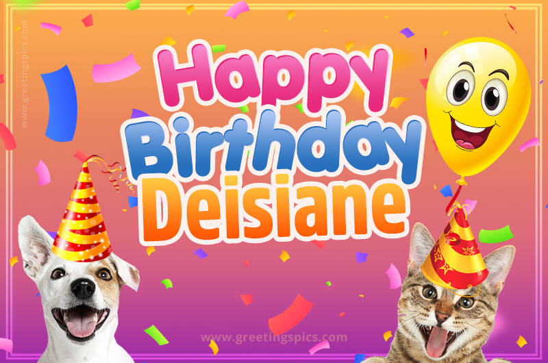 Happy Birthday Deisiane Funny Image with cat and dog