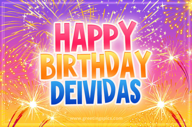 Happy Birthday Deividas Picture with fireworks