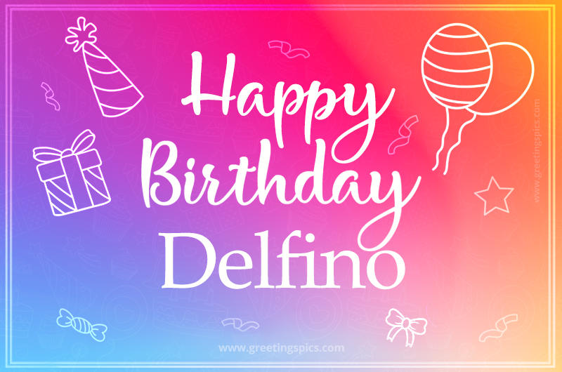 Colorful Happy Birthday Card For Delfino