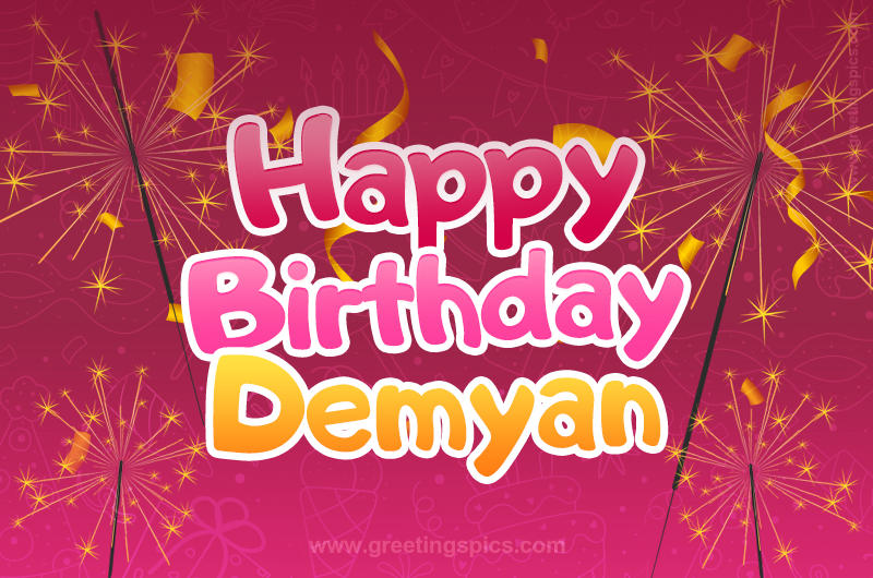 Happy Birthday Demyan Image with sparklers