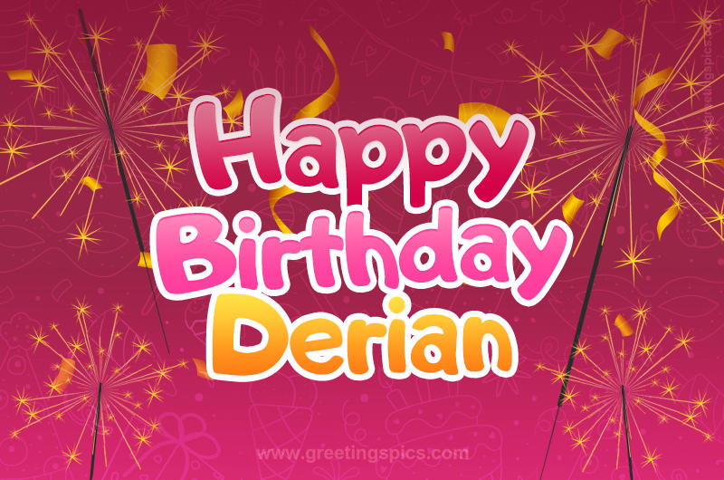 Happy Birthday Derian Image with sparklers