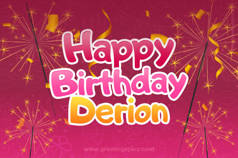 Happy Birthday Derion Image with sparklers