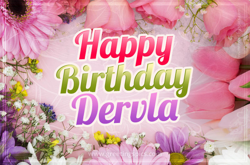 Happy Birthday Dervla Picture with beautiful flowers