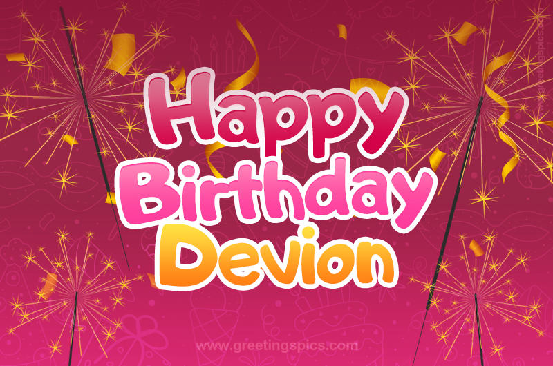 Happy Birthday Devion Image with sparklers