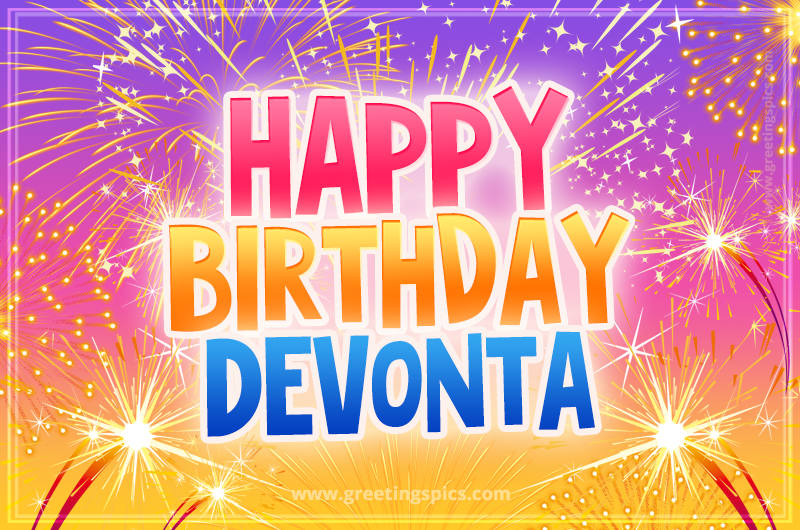 Happy Birthday Devonta Picture with fireworks