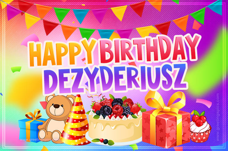 Bright card with Wishes for a Happy Birthday for Dezyderiusz