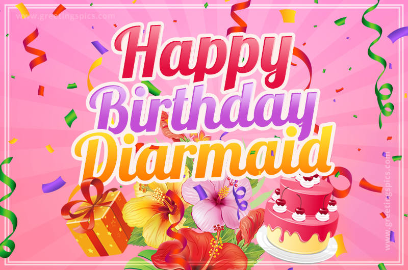 Beautiful Birthday Card for Diarmaid with pink background