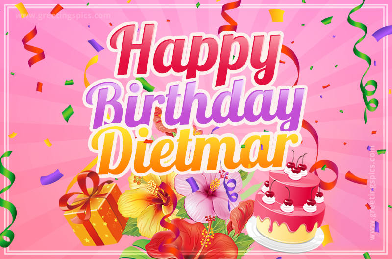 Beautiful Birthday Card for Dietmar with pink background