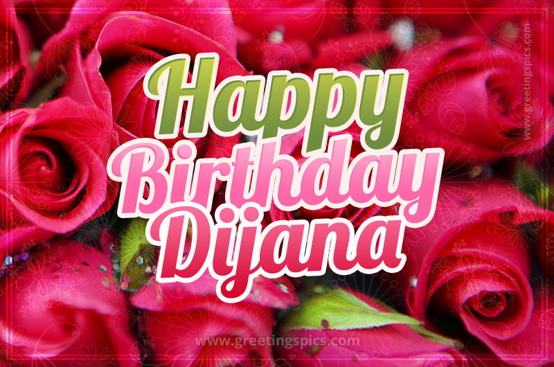 Happy Birthday Dijana beautiful Image with red roses