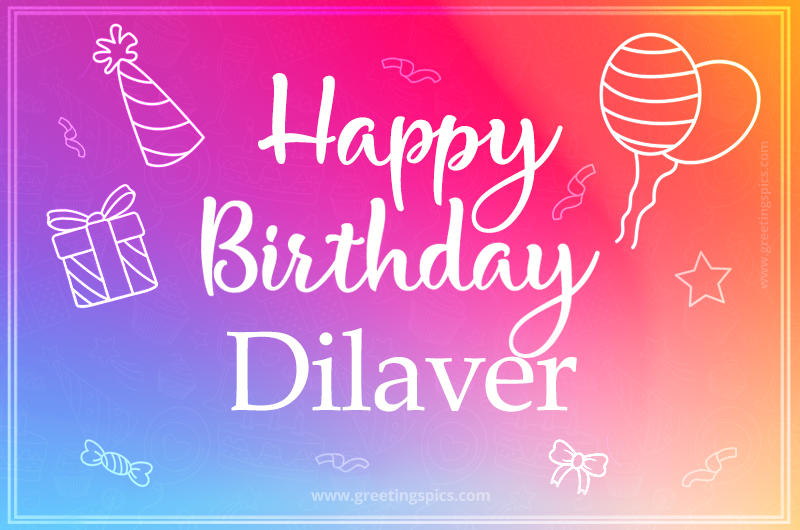 Colorful Happy Birthday Card For Dilaver