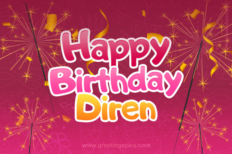 Happy Birthday Diren Image with sparklers