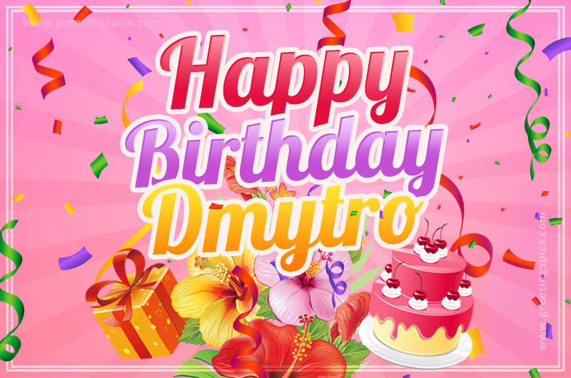 Beautiful Birthday Card for Dmytro with pink background