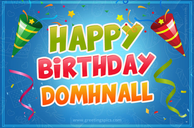 Happy Birthday Domhnall picture with confetti and party poppers