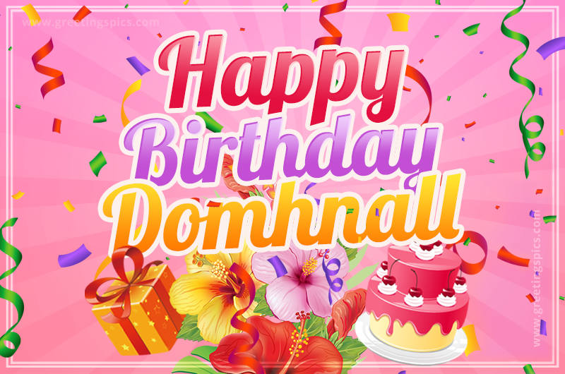 Beautiful Birthday Card for Domhnall with pink background