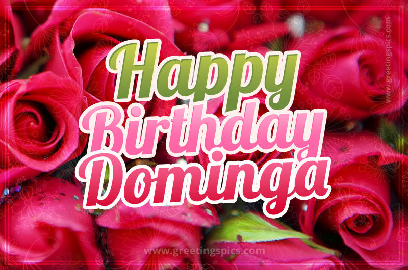 Happy Birthday Dominga beautiful Image with red roses