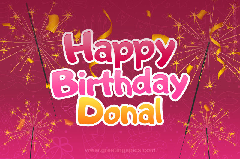 Happy Birthday Donal Image with sparklers