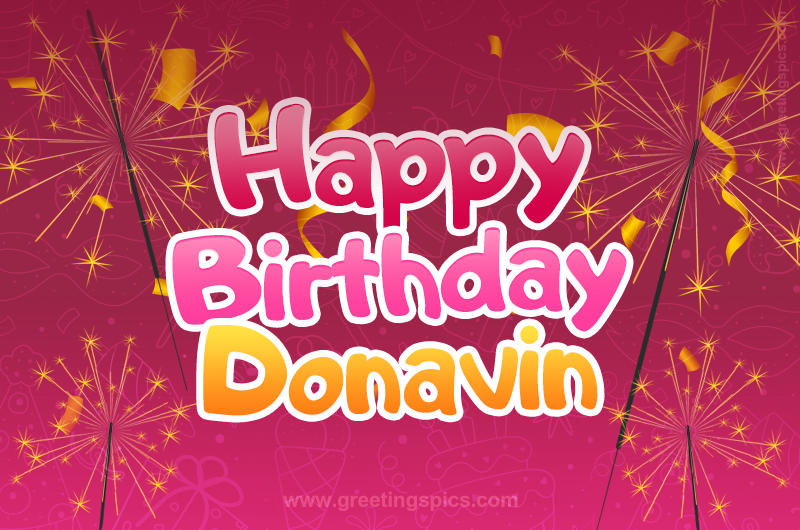 Happy Birthday Donavin Image with sparklers