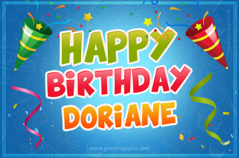 Happy Birthday Doriane picture with confetti and party poppers