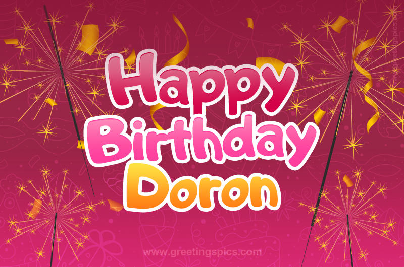 Happy Birthday Doron Image with sparklers