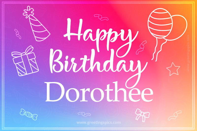 Colorful Happy Birthday Card For Dorothee