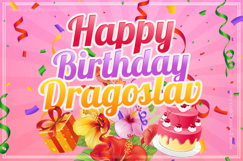 Beautiful Birthday Card for Dragoslav with pink background