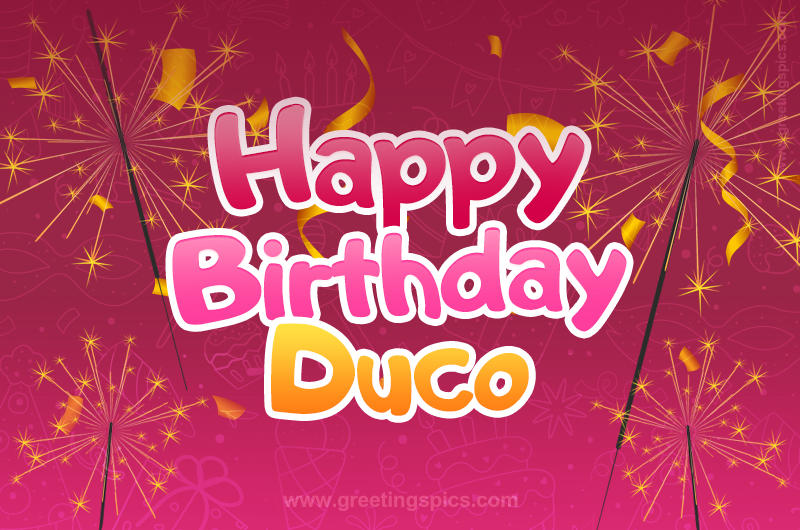 Happy Birthday Duco Image with sparklers