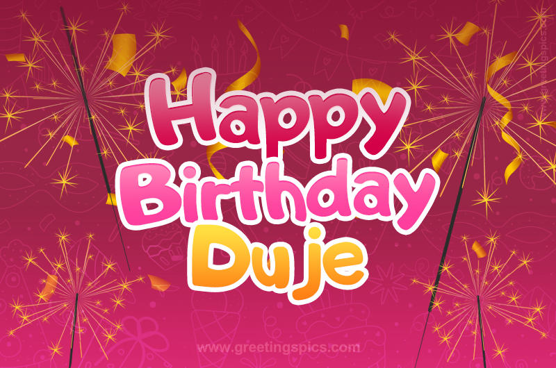 Happy Birthday Duje Image with sparklers