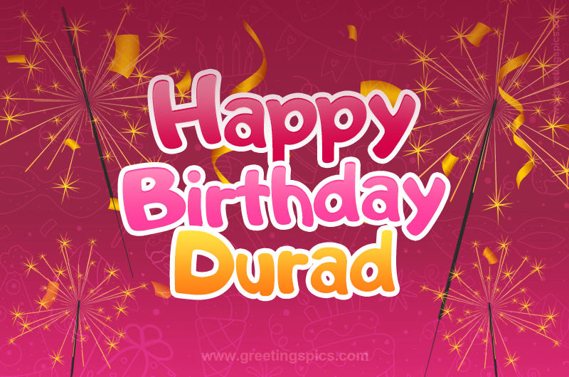 Happy Birthday Durad Image with sparklers