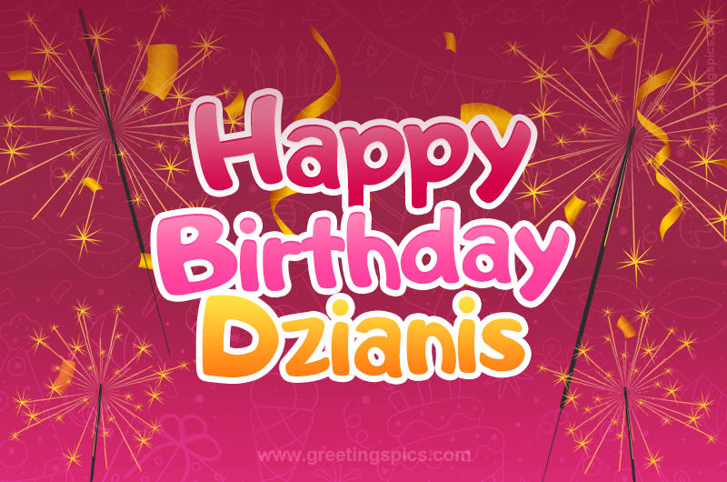 Happy Birthday Dzianis Image with sparklers