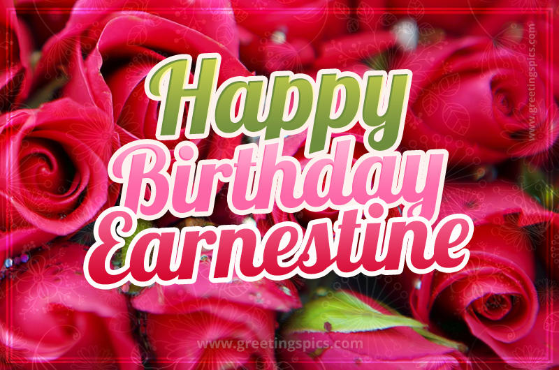 Happy Birthday Earnestine beautiful Image with red roses