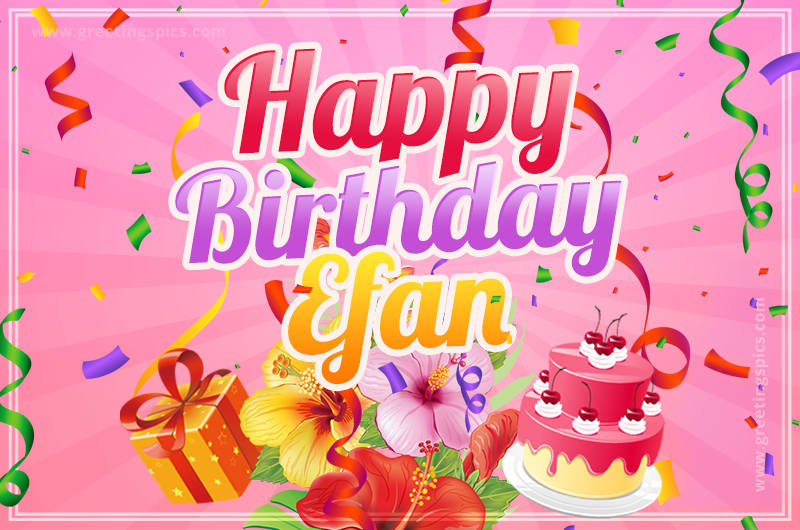 Beautiful Birthday Card for Efan with pink background