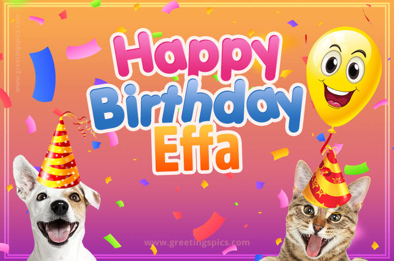 Happy Birthday Effa Funny Image with cat and dog