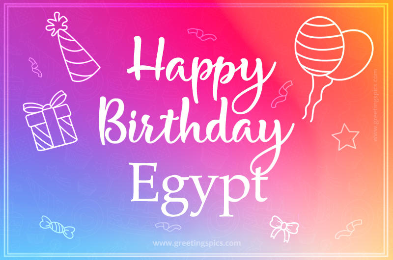 Colorful Happy Birthday Card For Egypt