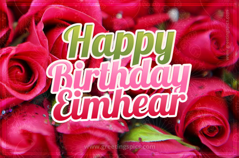 Happy Birthday Eimhear beautiful Image with red roses