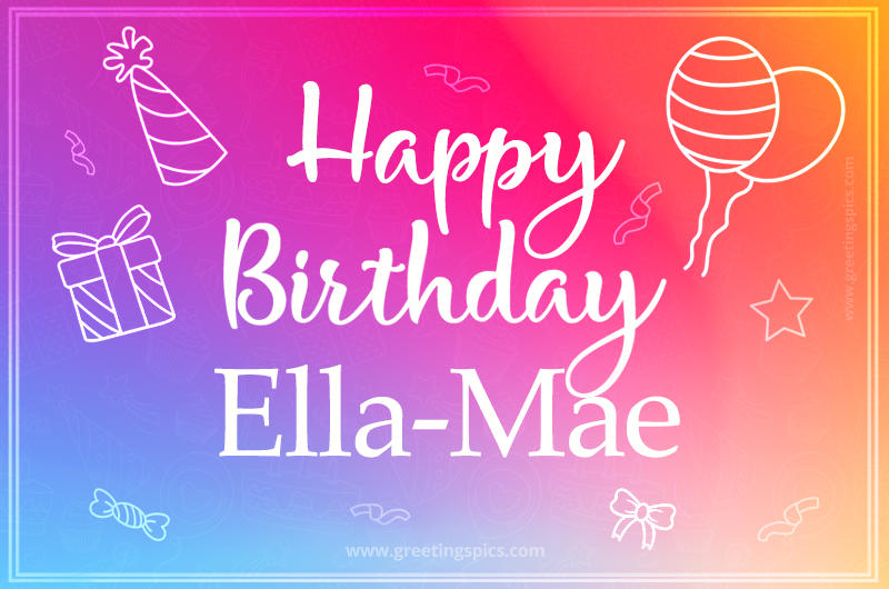 Colorful Happy Birthday Card For Ella-Mae