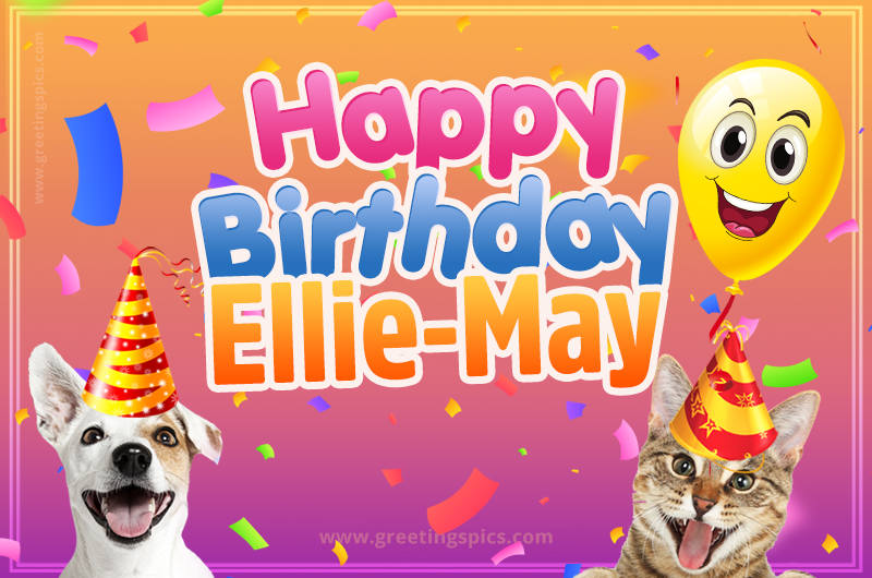 Happy Birthday Ellie-May Funny Image with cat and dog