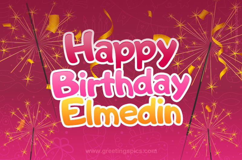 Happy Birthday Elmedin Image with sparklers