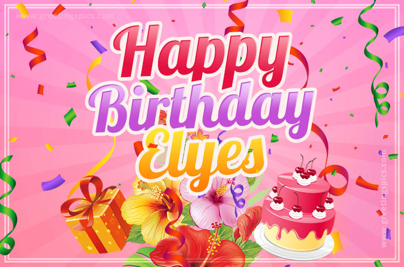 Beautiful Birthday Card for Elyes with pink background